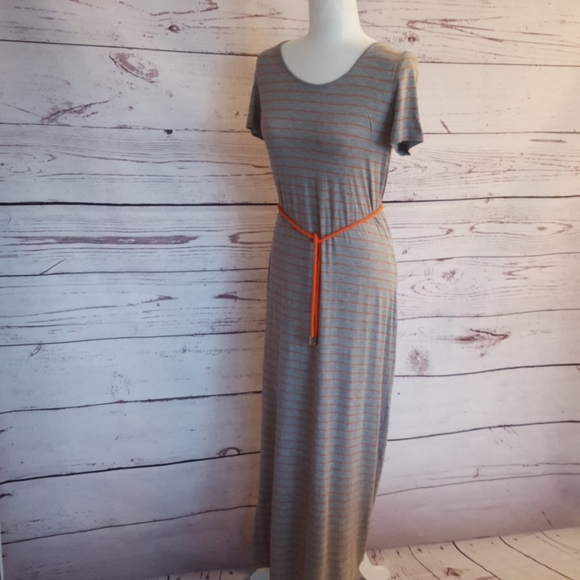 Calvin Klein grey/orange striped Maxi Dress - Picture 5 of 8